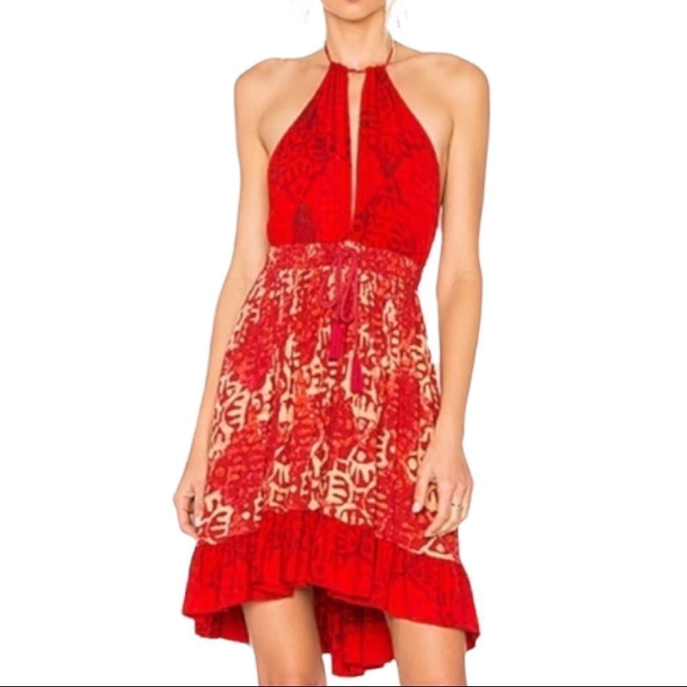 Free People Red Sleeveless Knee A-line Dress NWT